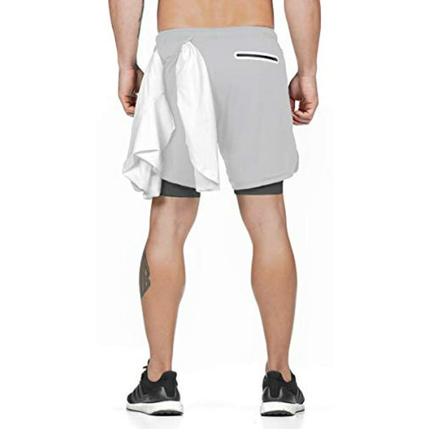 Akk Mens 2 in 1 Running Shorts Gym Athletic Workout Lightweight Mens Shorts with Phone Pockets 